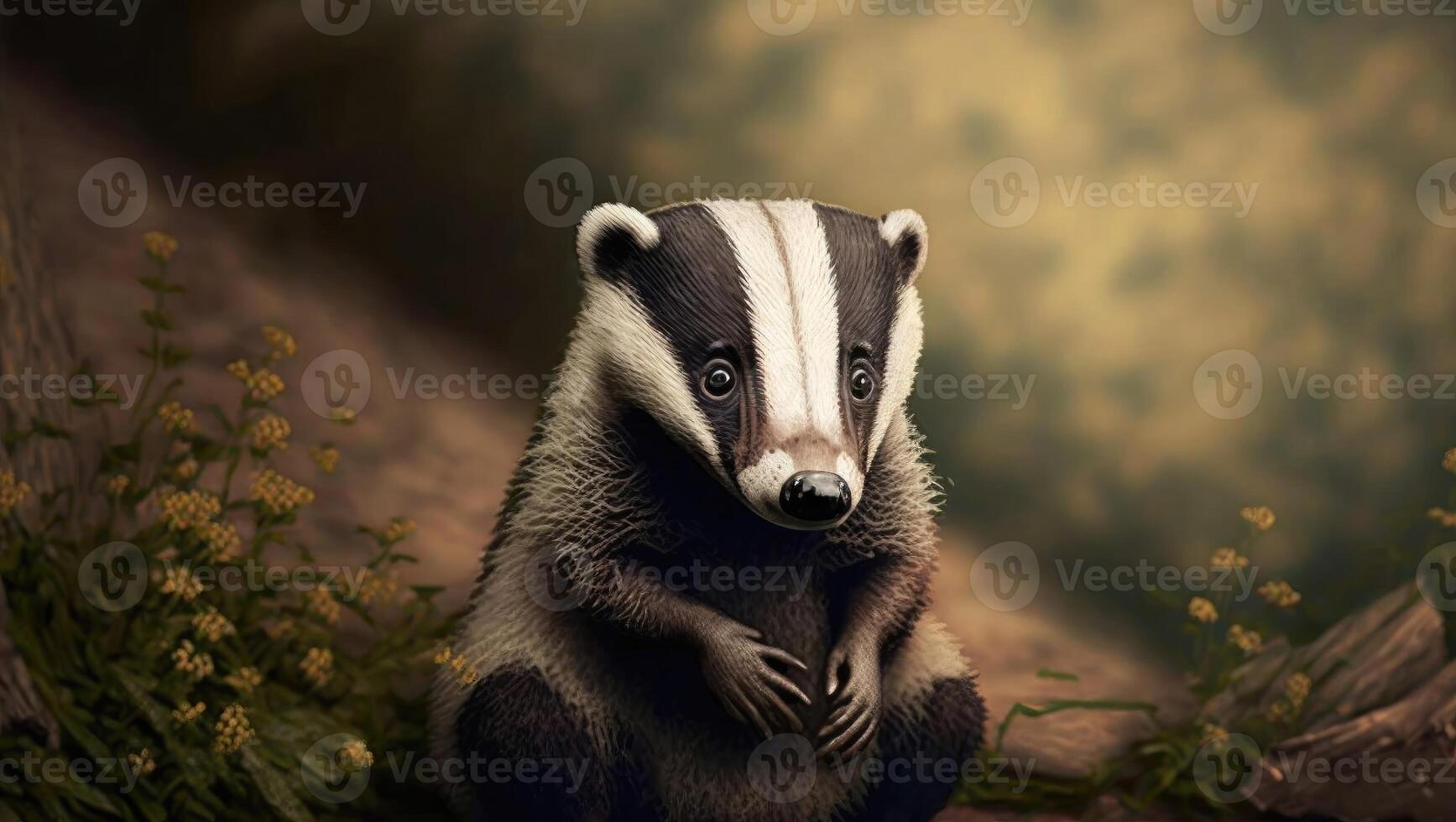 Cute Badger. AI Generated photo