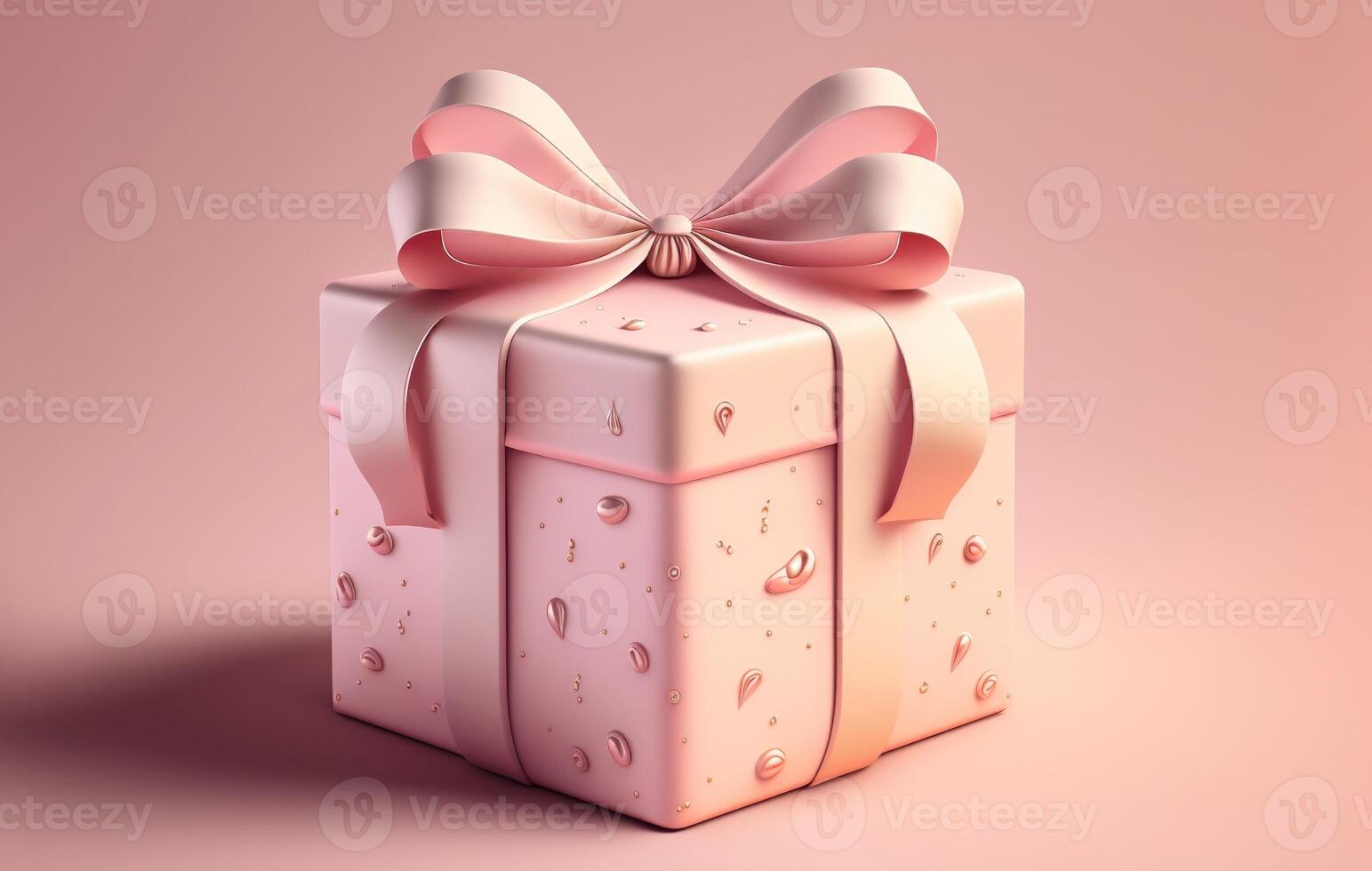 ai generado rosado regalo caja con rosado cinta en pastel tono antecedentes. foto