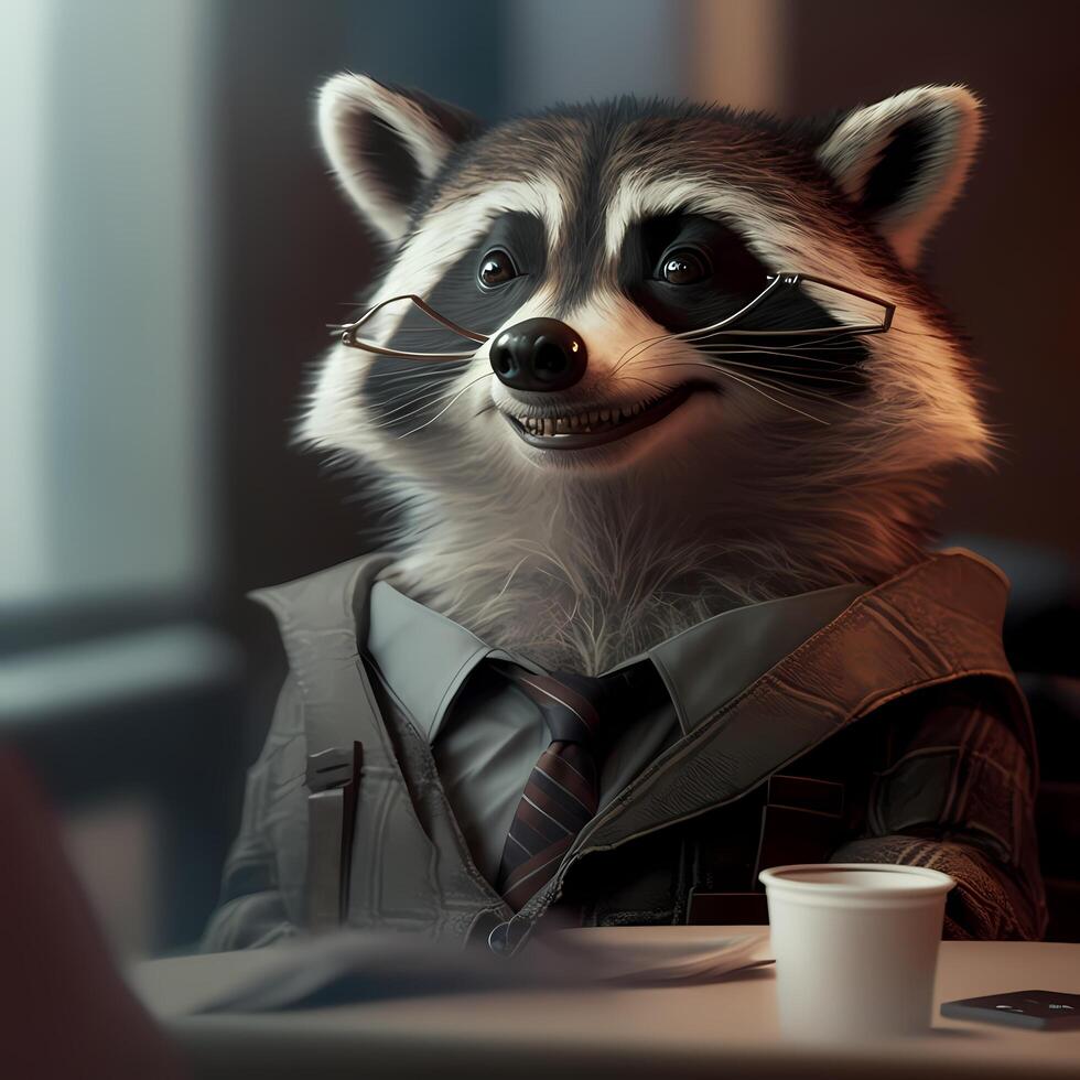 racoon businessman illustration photo