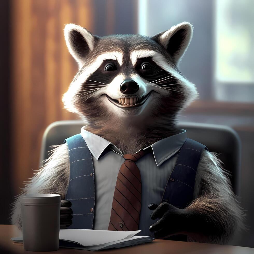 racoon businessman illustration photo