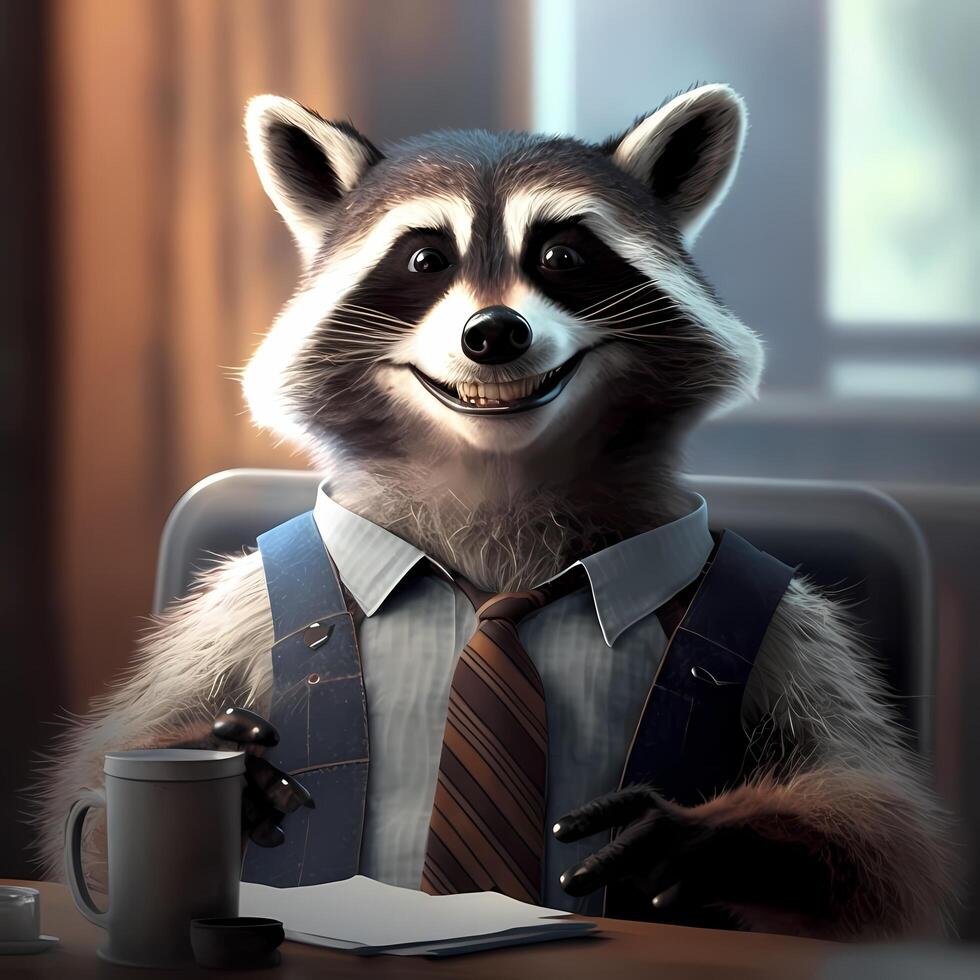 racoon businessman illustration photo