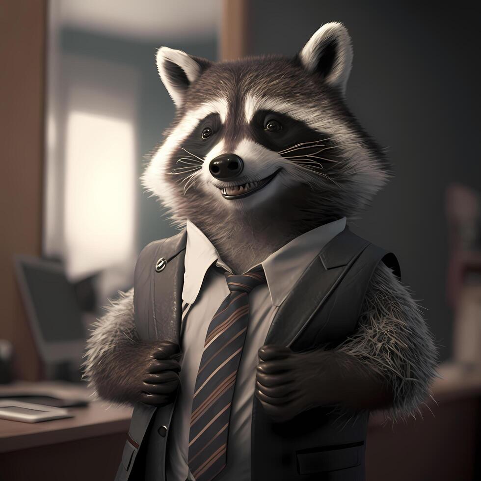 racoon businessman illustration photo
