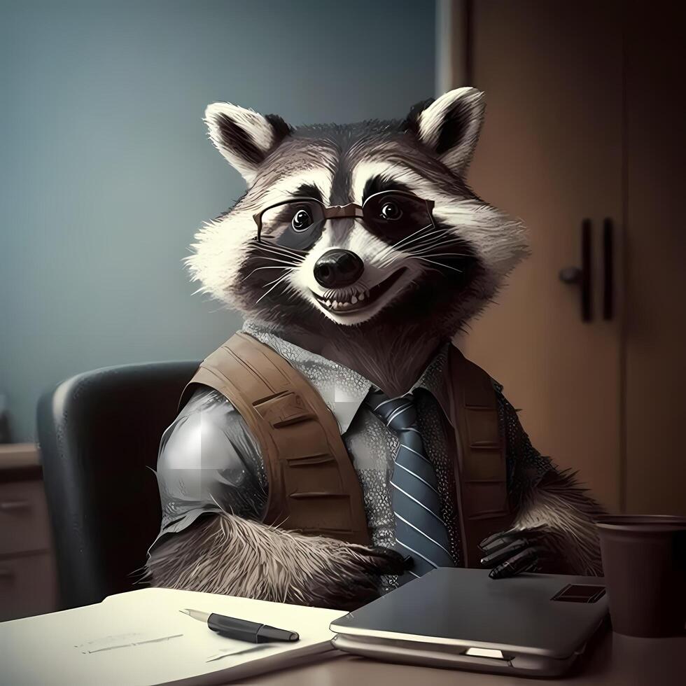 racoon businessman illustration photo