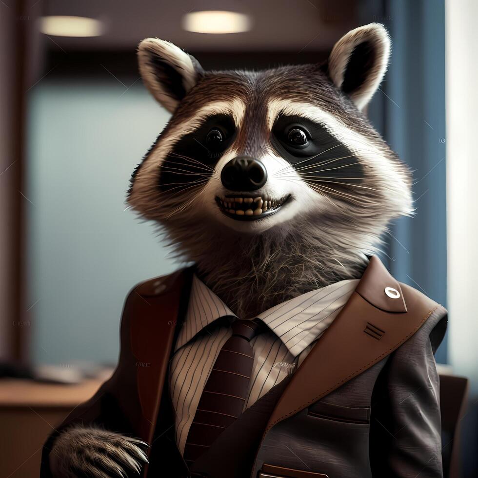 racoon businessman illustration photo