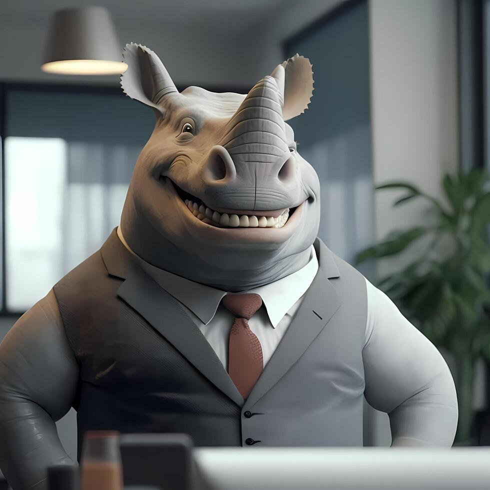 rhinoceros businessman illustration photo