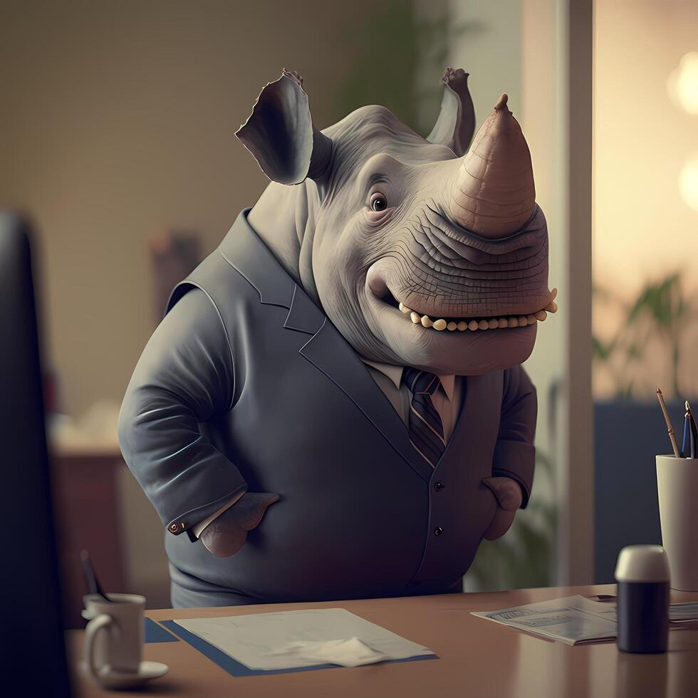 rhinoceros businessman illustration photo