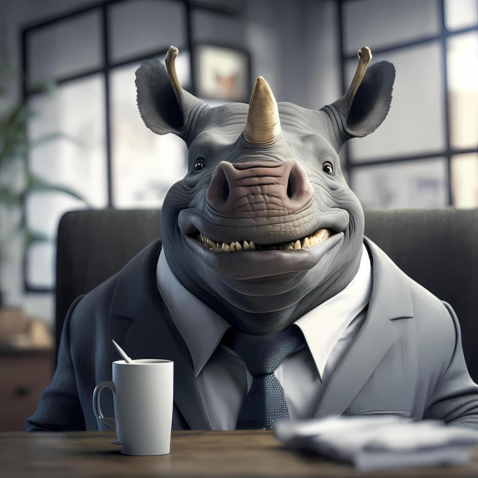 rhinoceros businessman illustration photo