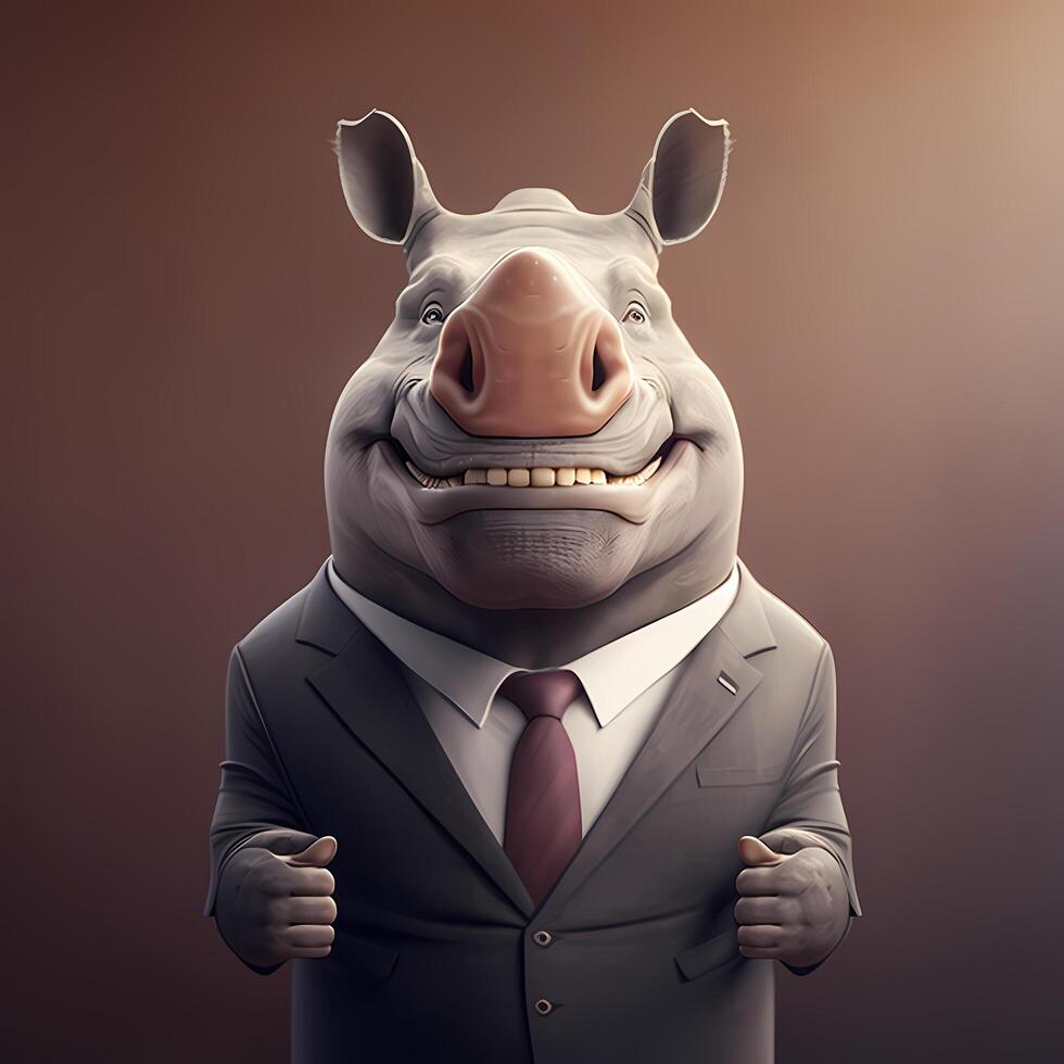 rhinoceros businessman illustration photo