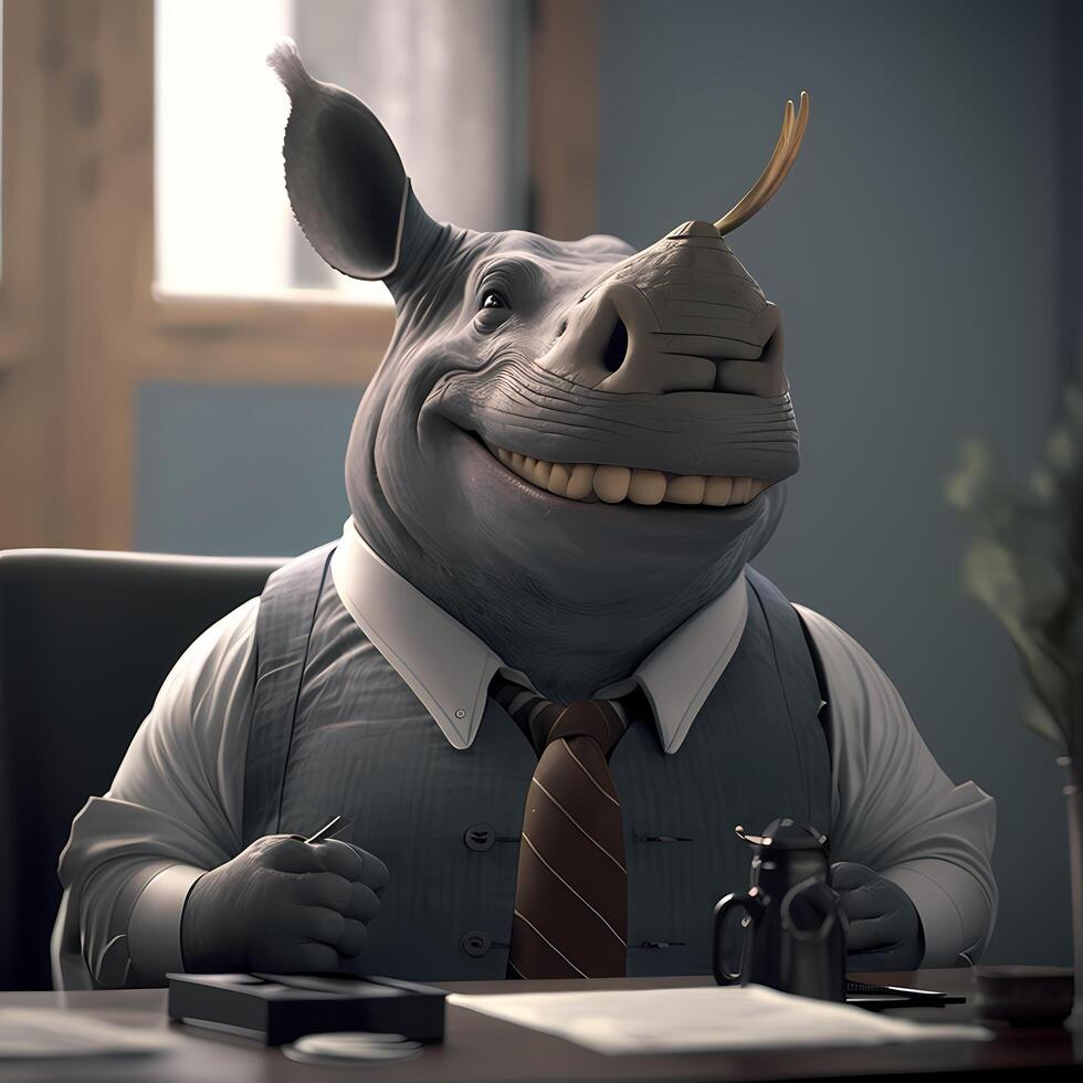 rhinoceros businessman illustration photo