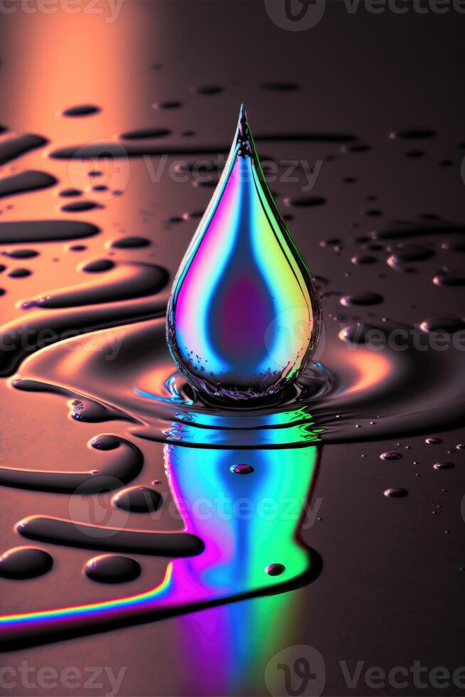 Water droplet, dripping liquid, water drop on floor. photo