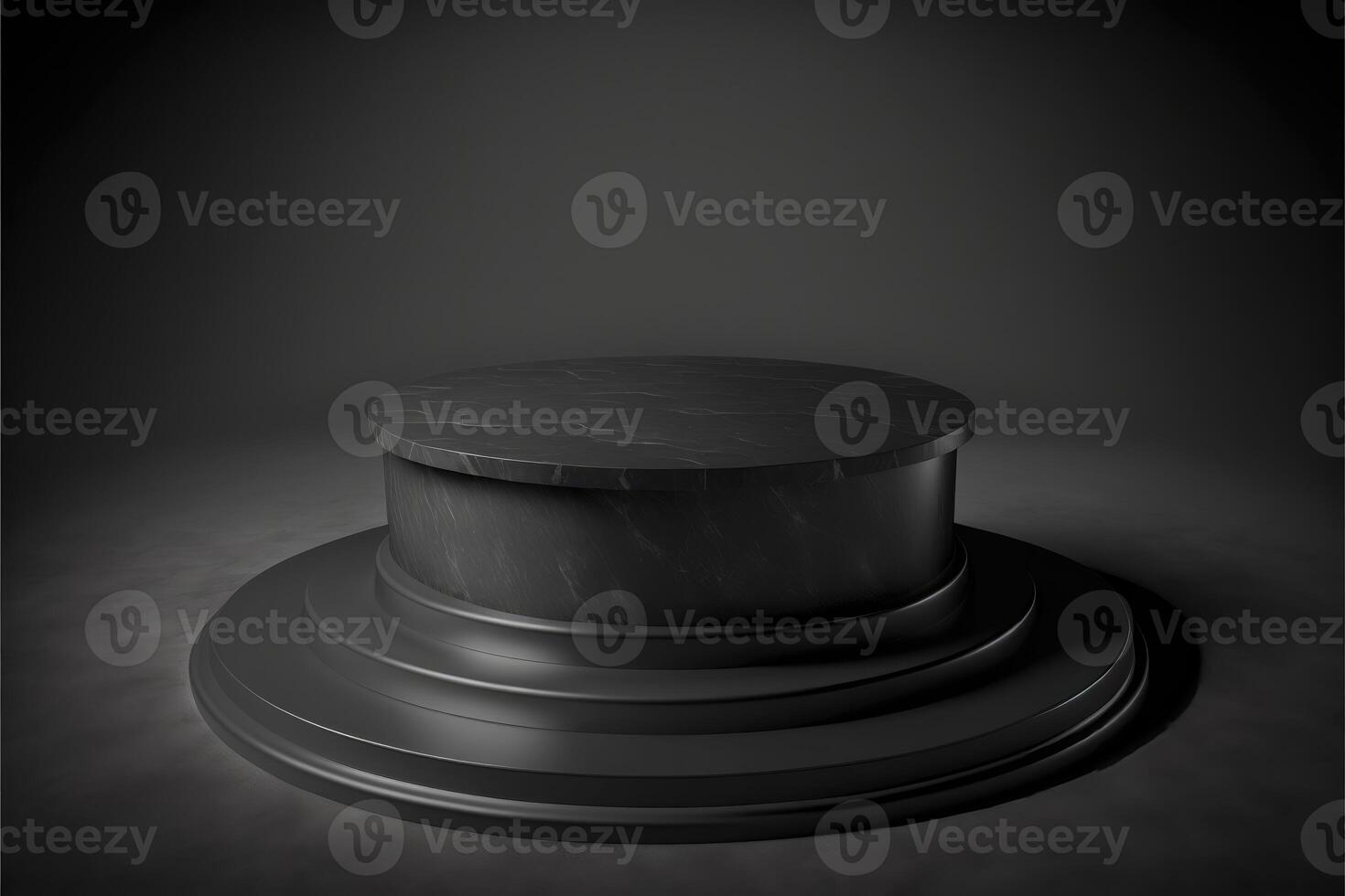 Black stone circle podium pedestal product stage platform 3d background photo