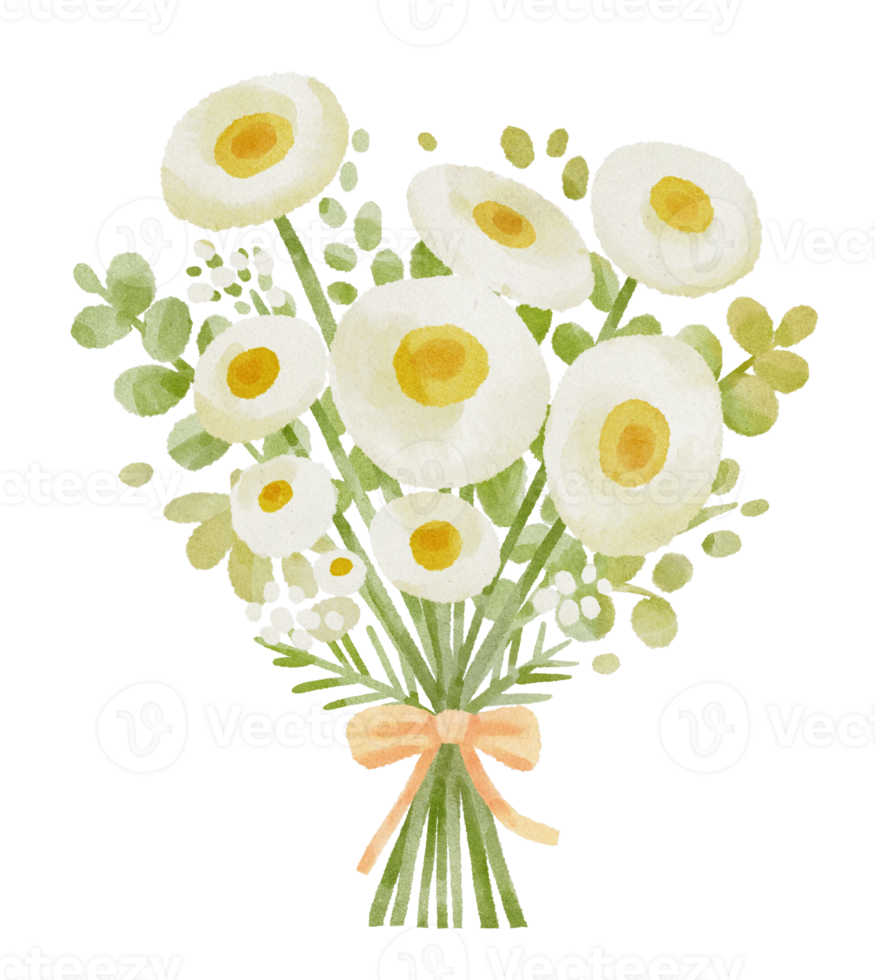 aguarela clipart ramalhete do flores, branco flor, margarida, cortador flor, decorativo, lindo png