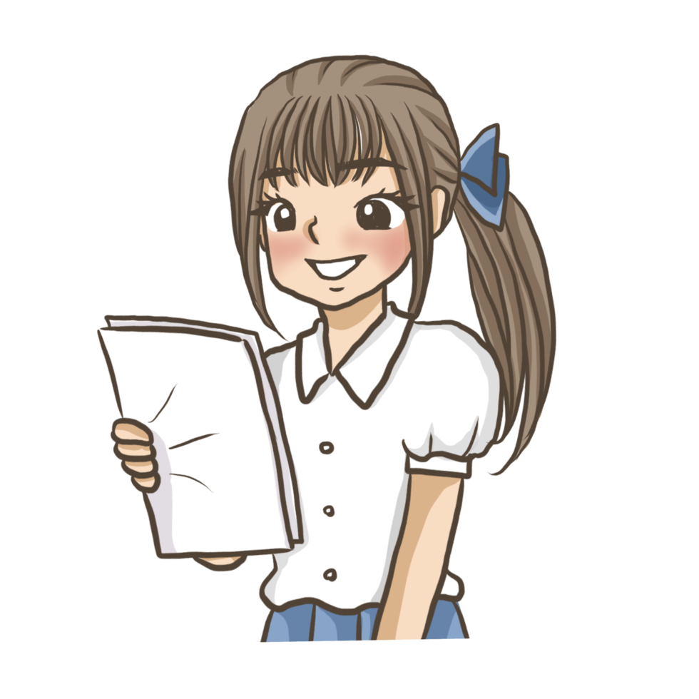 niña estudiante dibujos animados garabatear kawaii anime colorante página linda ilustración dibujo acortar Arte personaje chibi manga cómic png