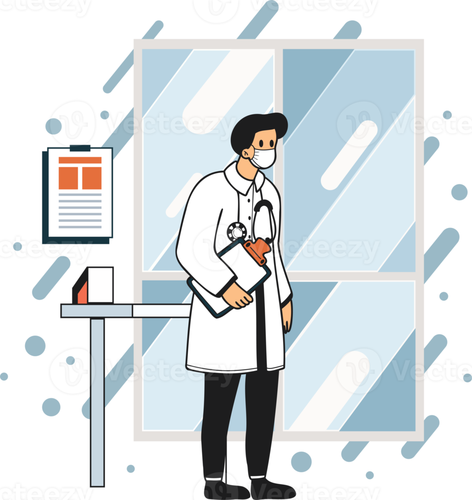 doctor in hospital illustration in doodle style png