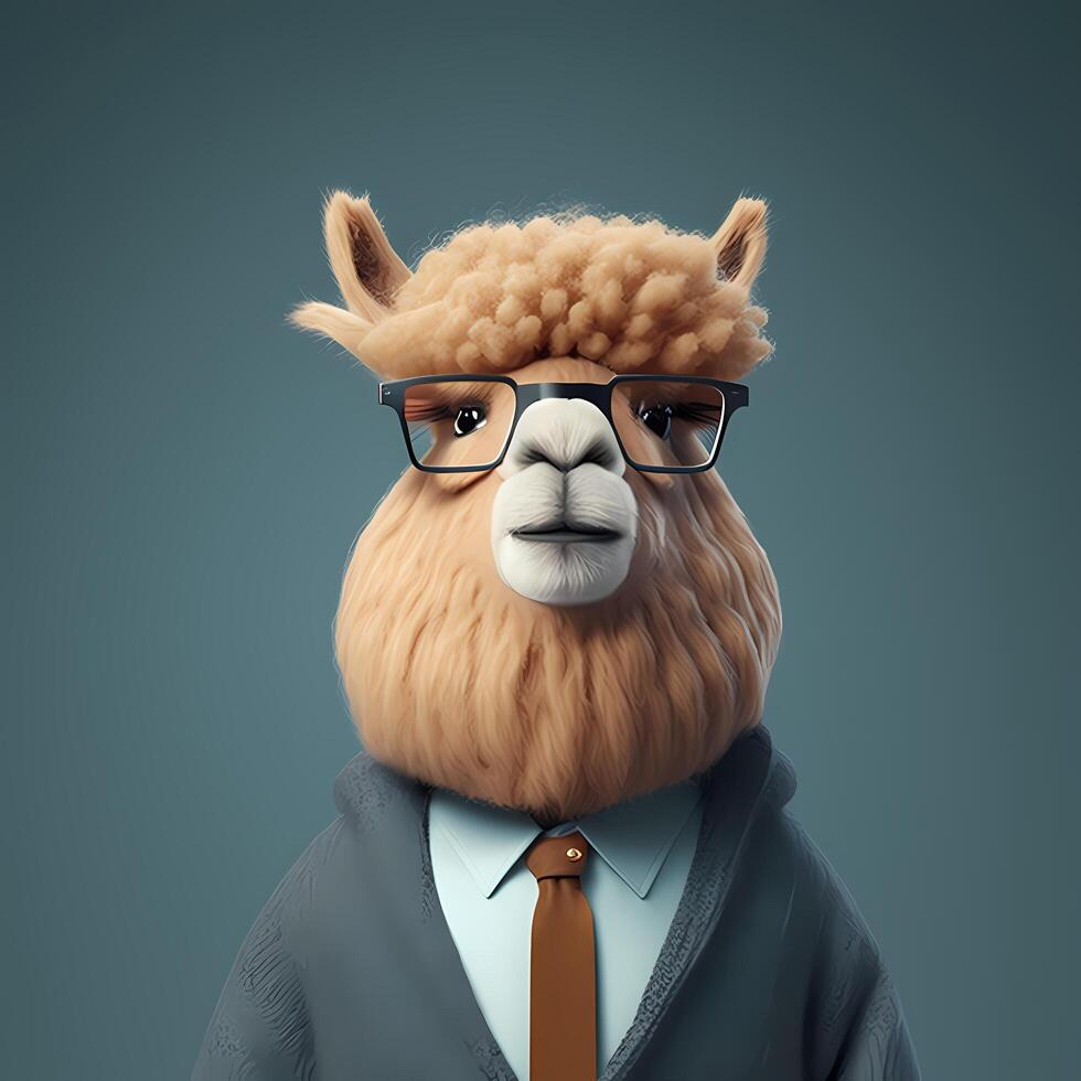 alpaca empresario ilustración ai generado foto