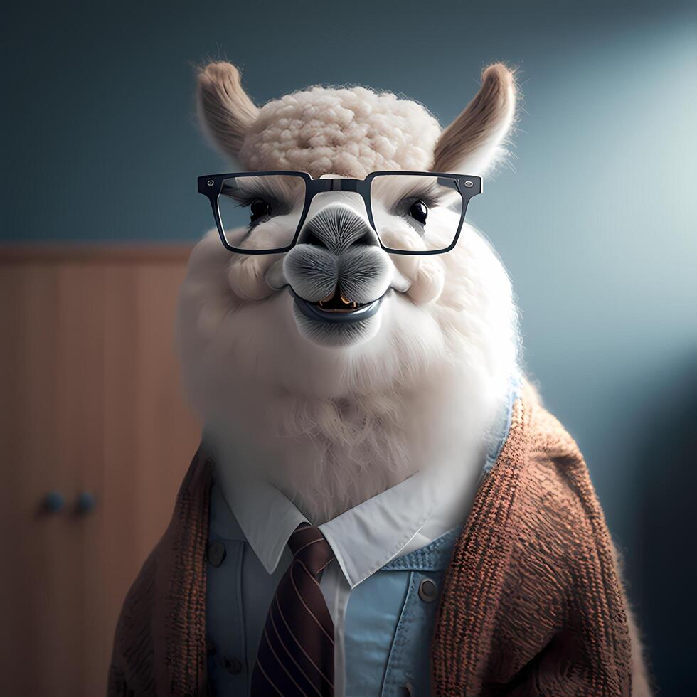 alpaca empresario ilustración ai generado foto