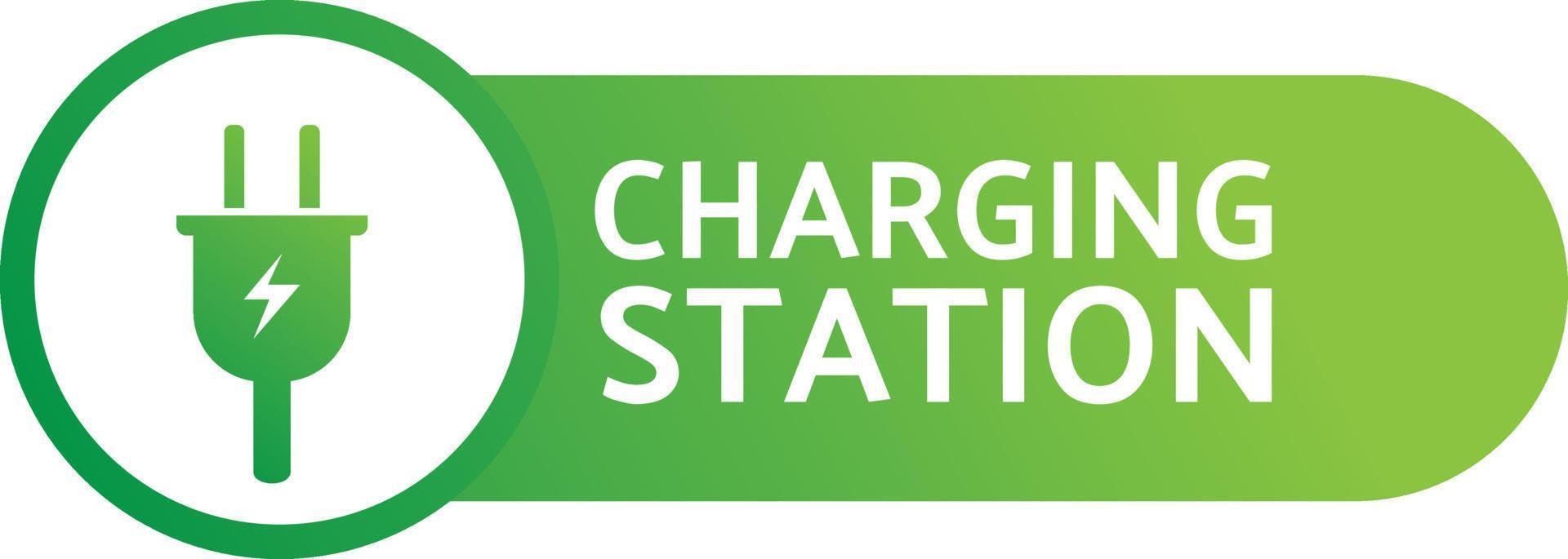 Electric Vehicle Charging Station Label wit Icon electric plug vector