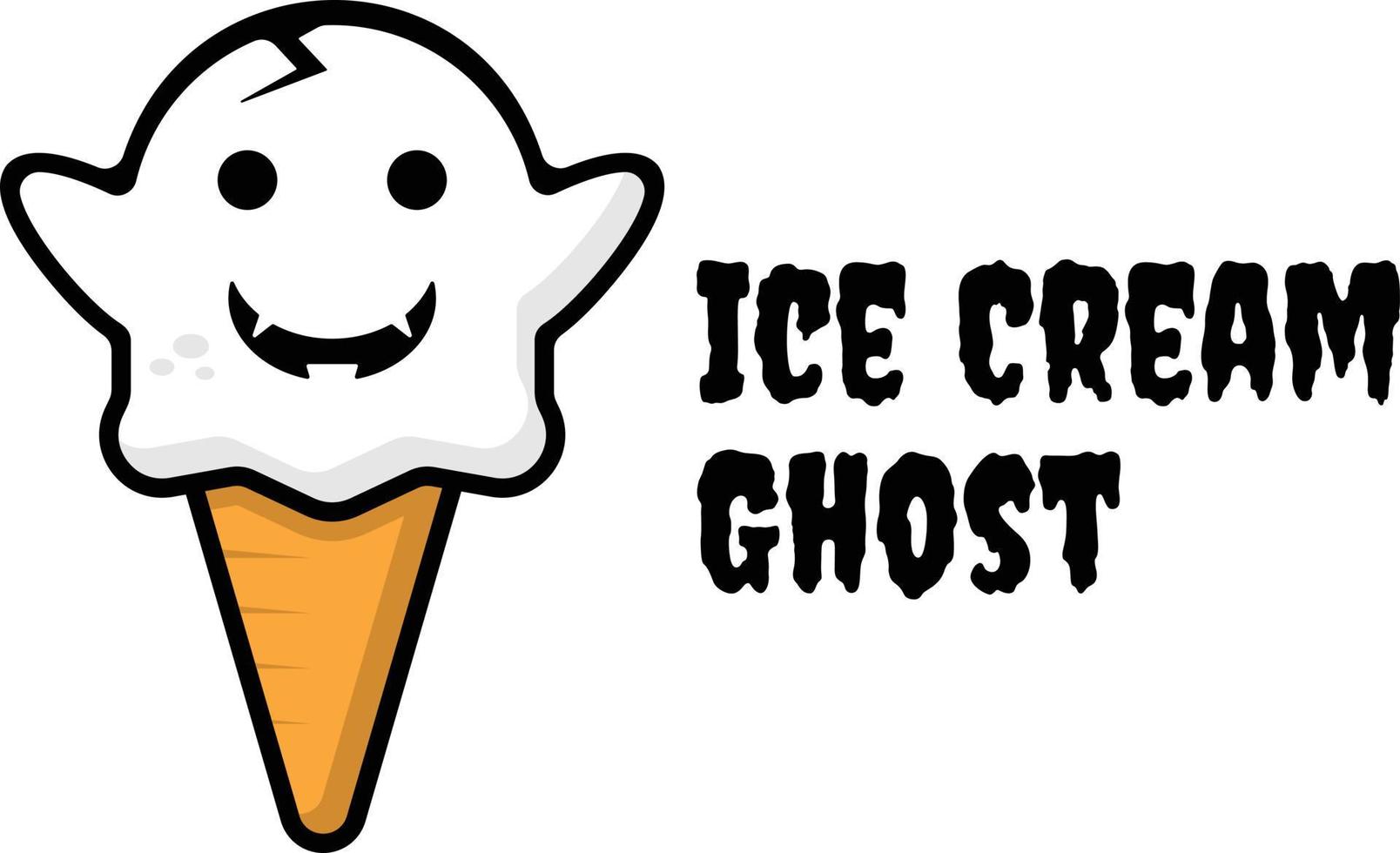 Cute ice cream cone ghost cartoon vector