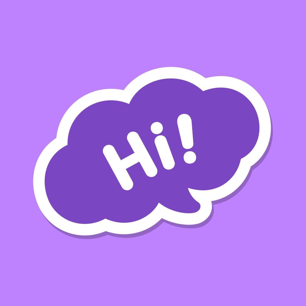Cute Hi greeting speech bubble icon. Simple flat vector illustration.