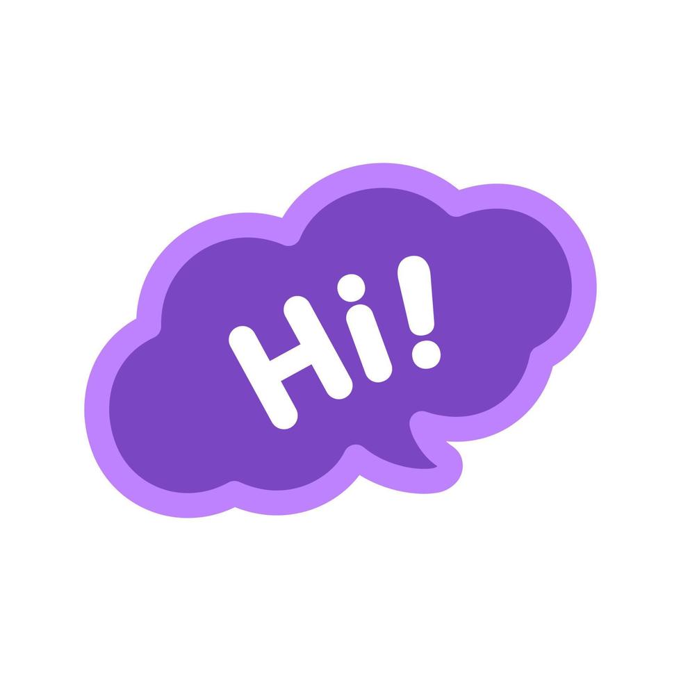 Cute Hi greeting speech bubble icon. Simple flat vector illustration