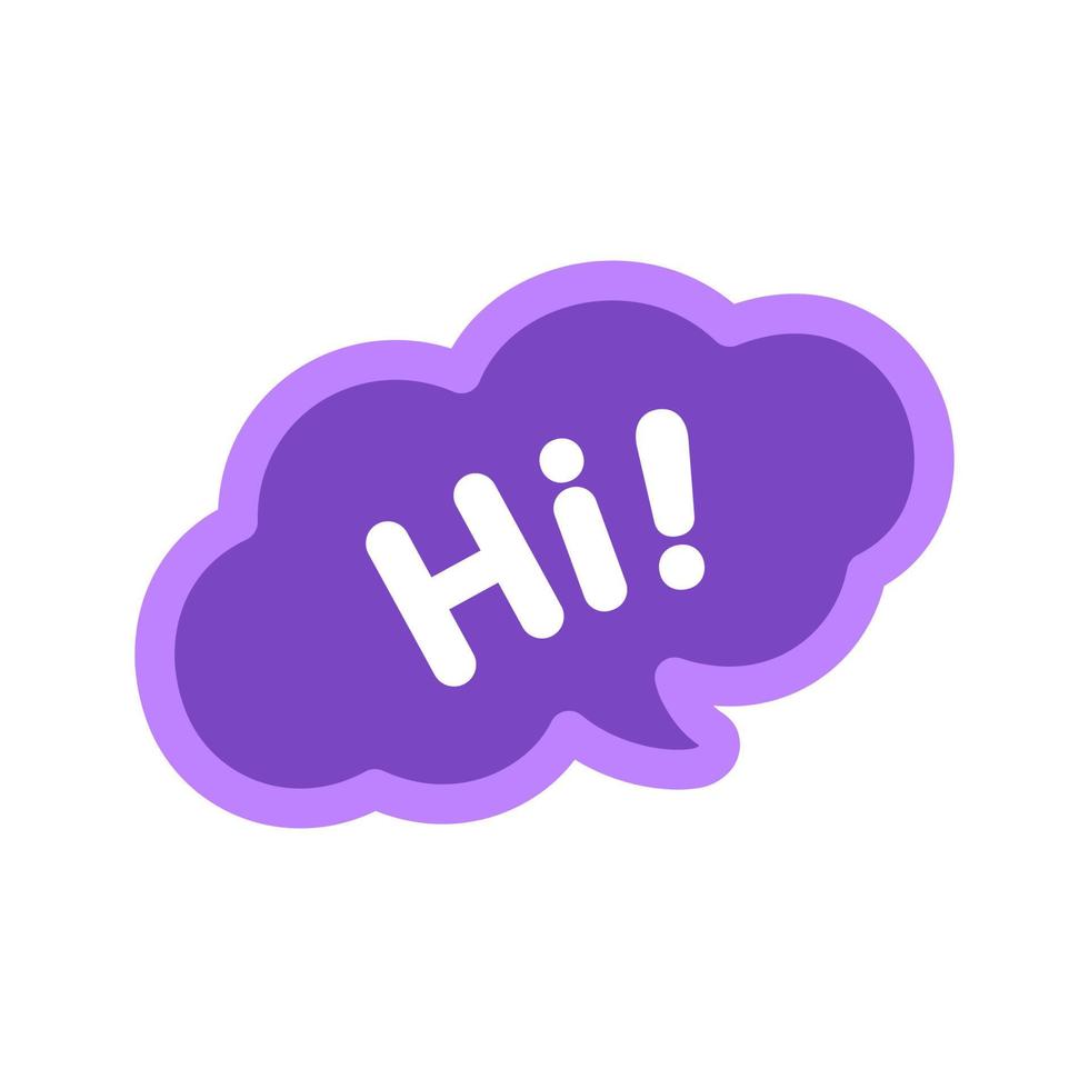 Cute Hi greeting speech bubble icon. Simple flat vector illustration.