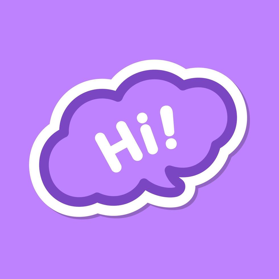 Cute Hi greeting speech bubble icon. Simple flat vector illustration.