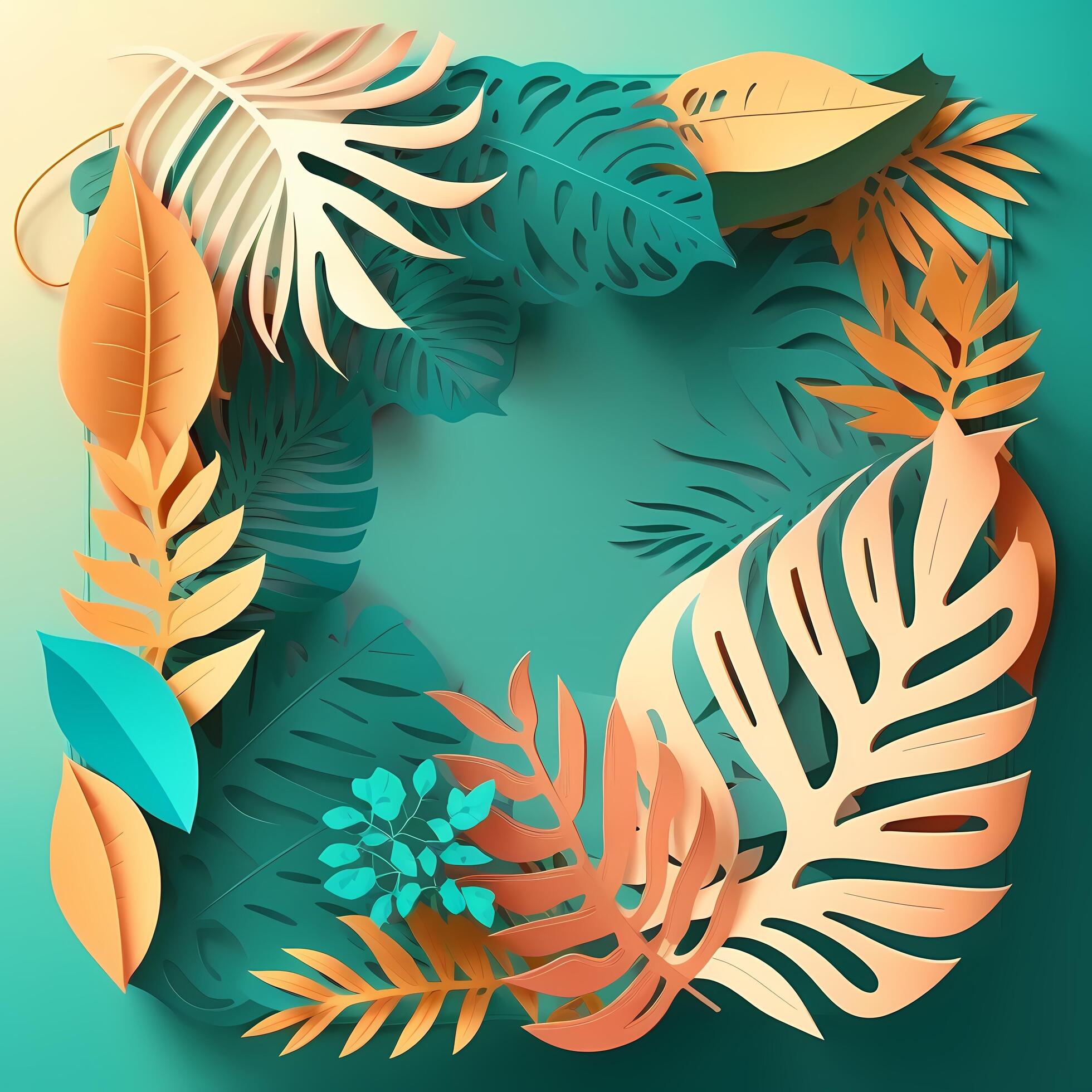 summer tropical leaf style paper AI Generated 21878123 Stock Photo at