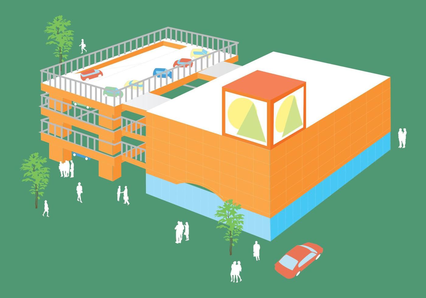 shopping mall building vector illustration
