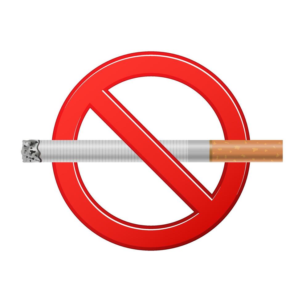 no smoking no tabacco day forbidden sign red stop symbol set ban 3d realistic icon design vector