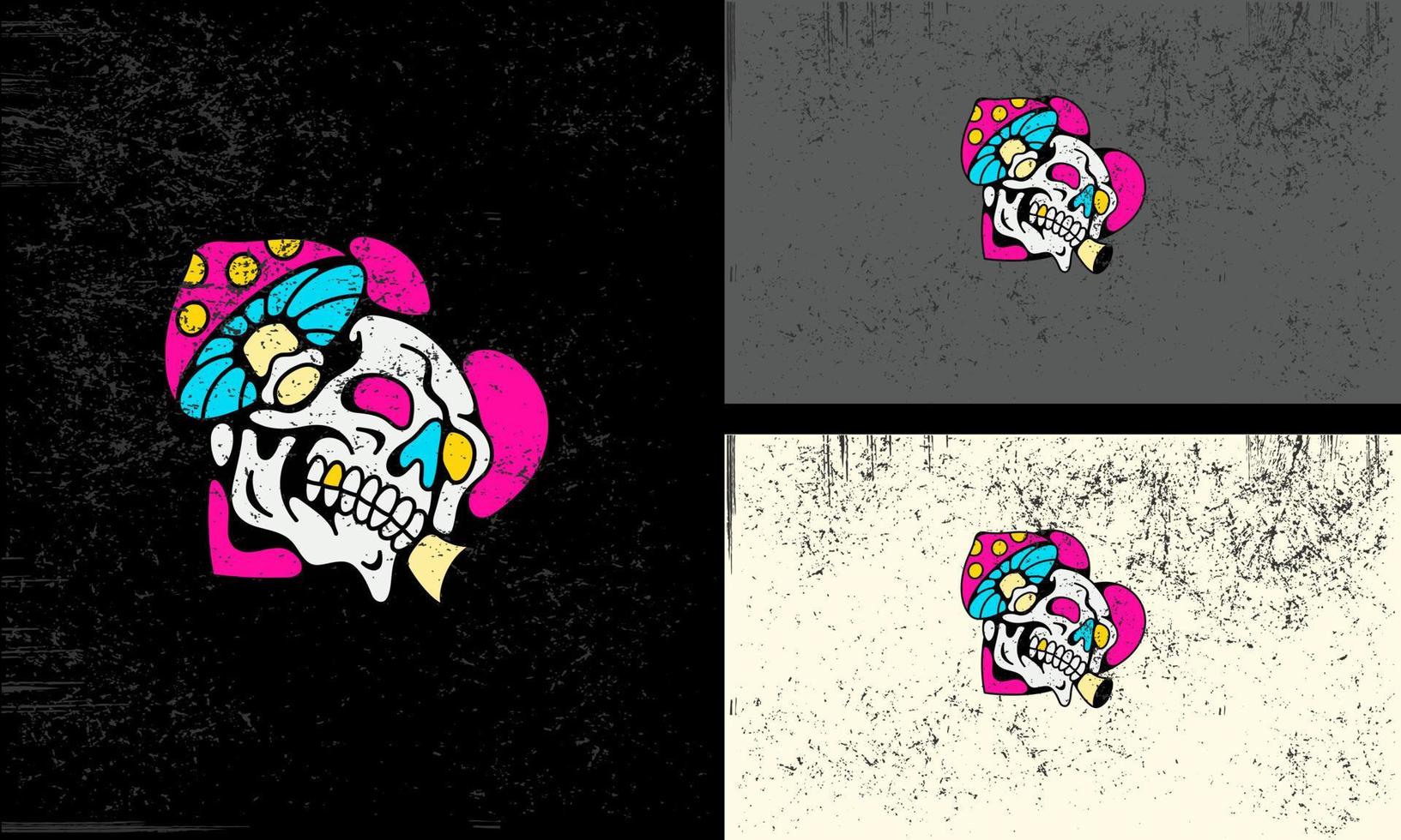 cráneo de cabeza y diseño de mascota vectorial de flores vector