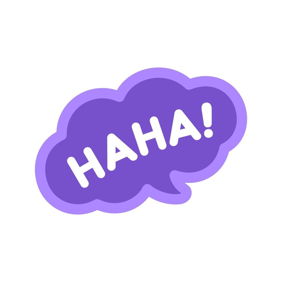 Haha laughing speech bubble sound effect icon. Cute black text lettering vector illustration.