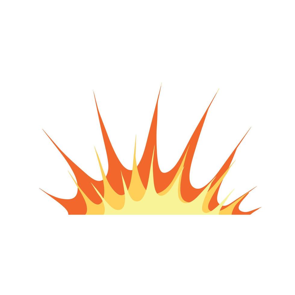 Comic boom explosion. Big cartoon fireball. Fire bang and exploding symbol isolated on white vector