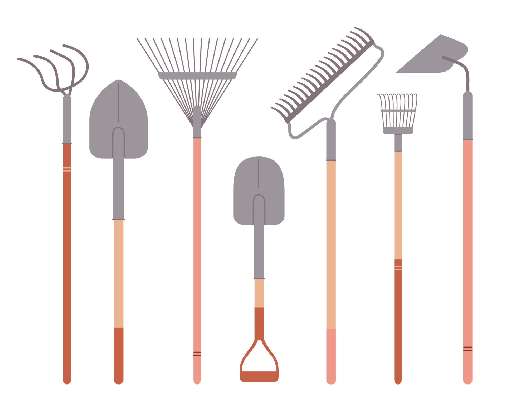 Gardening set tools vector illustrations isolated on white background ...