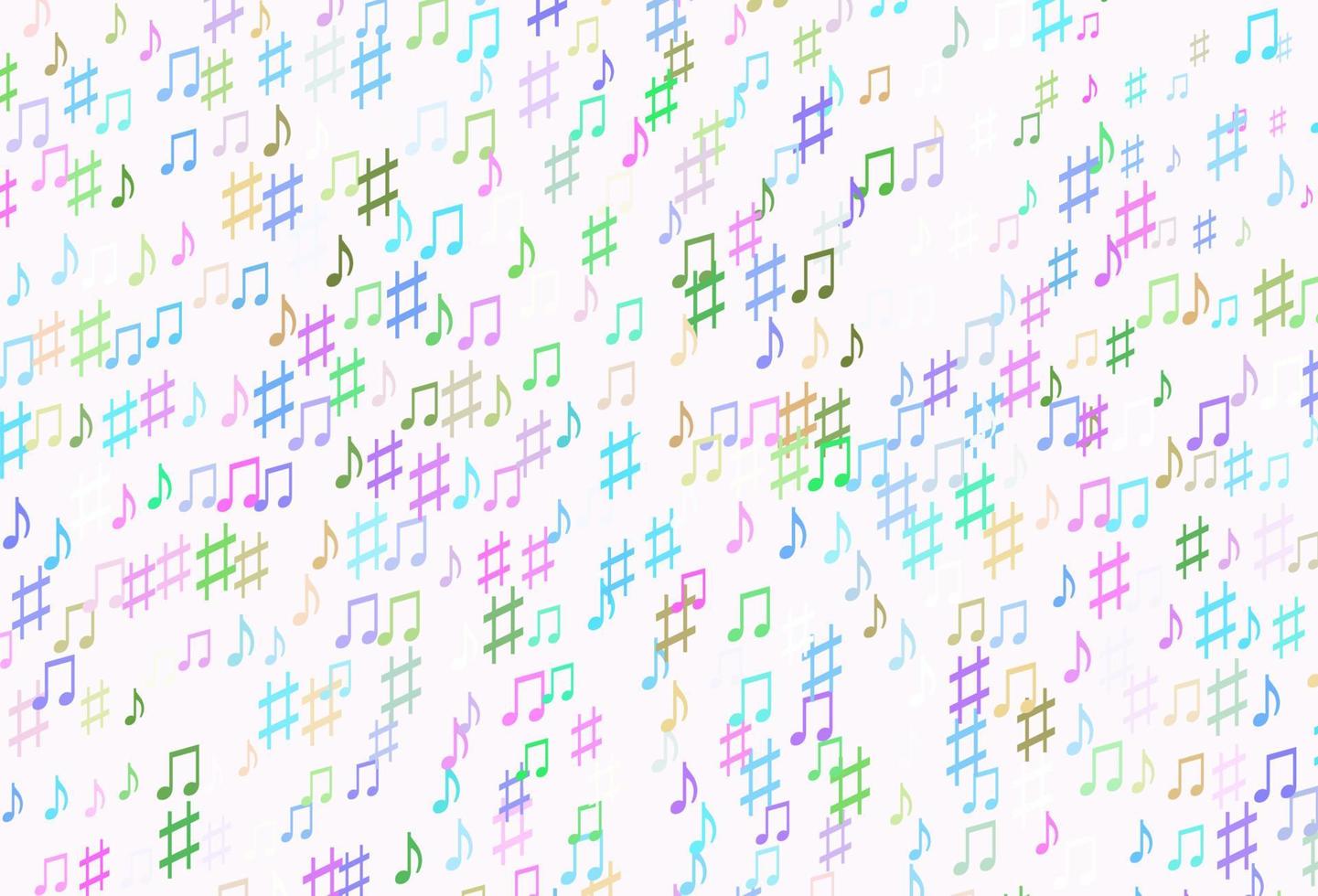 Light Multicolor, Rainbow vector template with musical symbols.