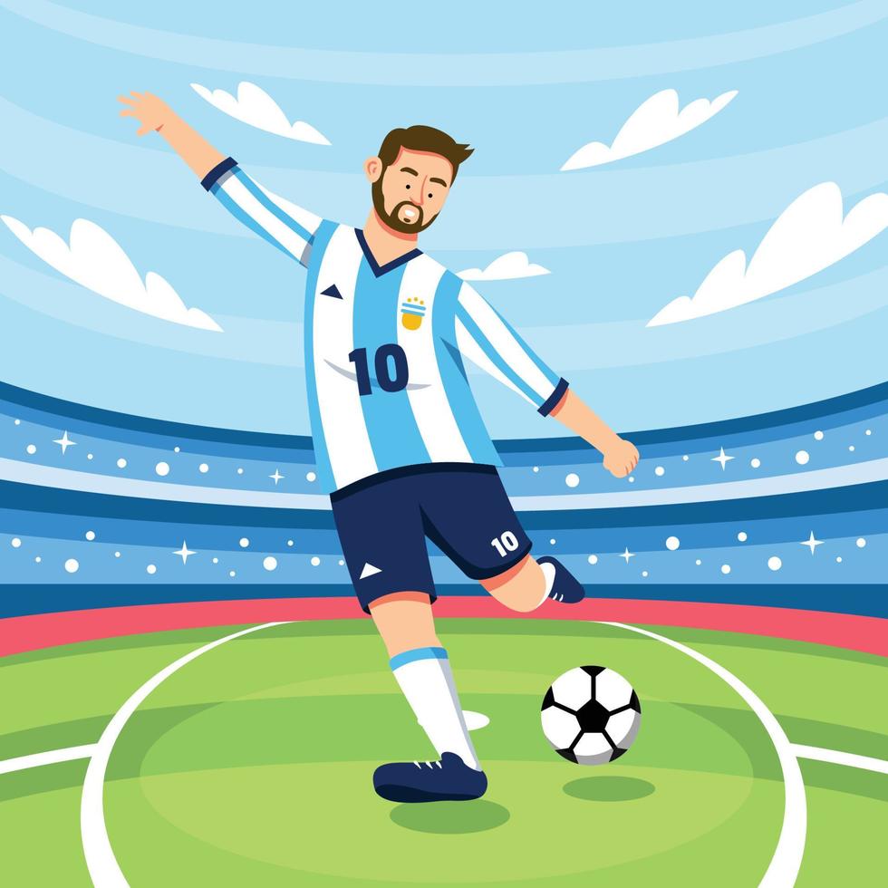 Profesional Football Player On The Pitch vector