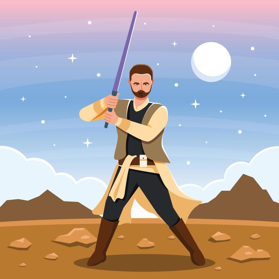 Man Carrying Light Sword vector