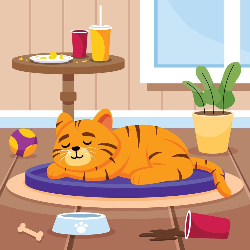 Orange Cat Take A Nap vector