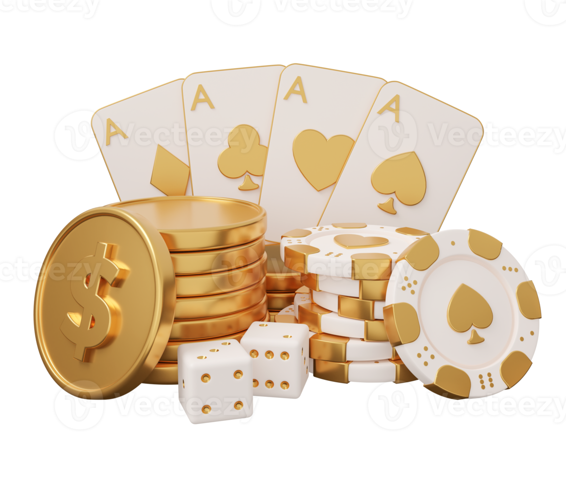 Kasino Poker Gold 3d Illustration png