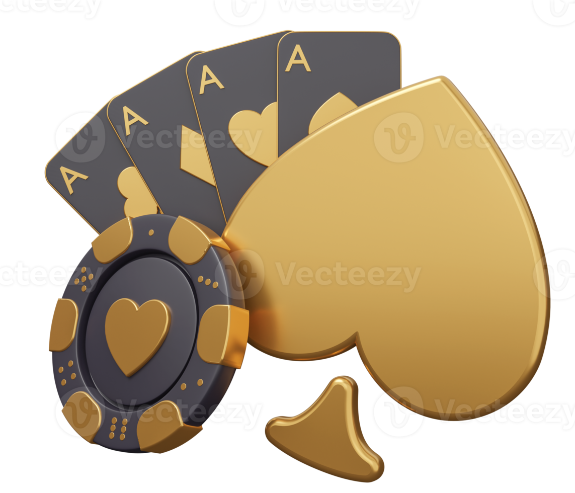 casino poker gold 3d illustration png