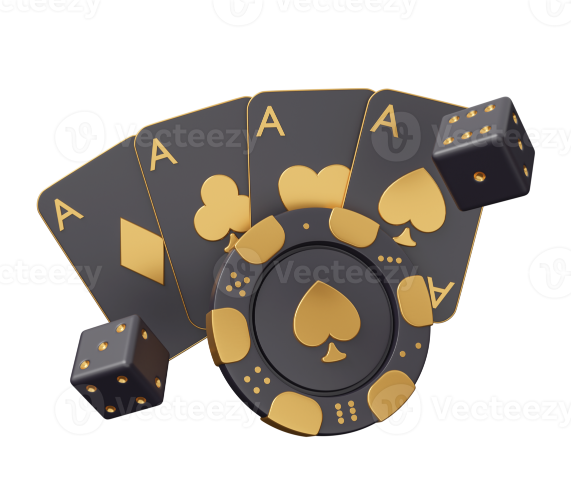 casino poker gold 3d illustration png