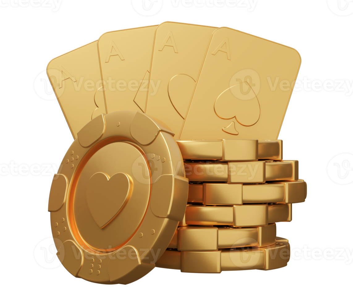 casino poker gold 3d illustration png