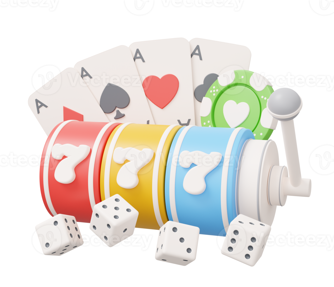 777 casino poker 3d illustration png