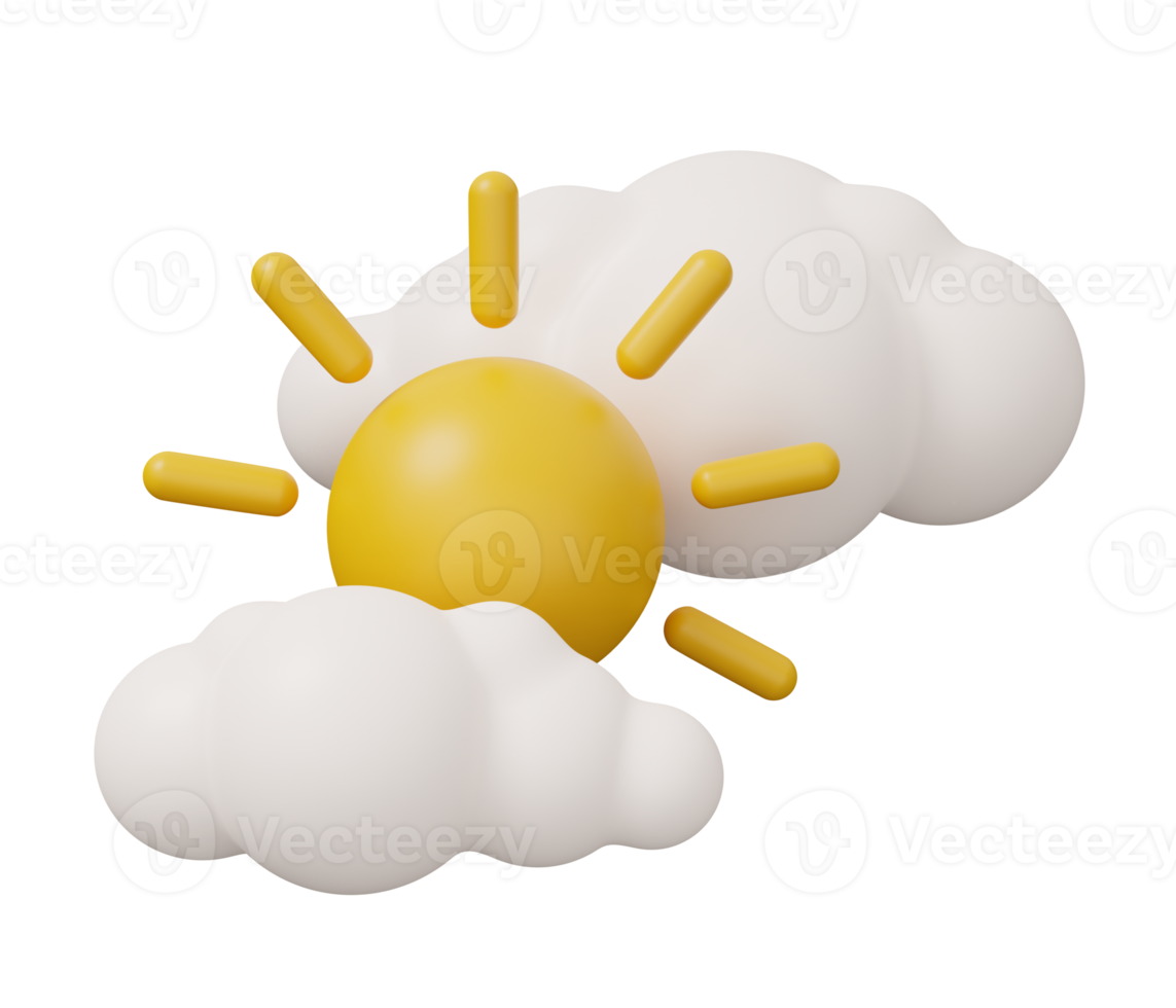 sun cloud 3d weather png