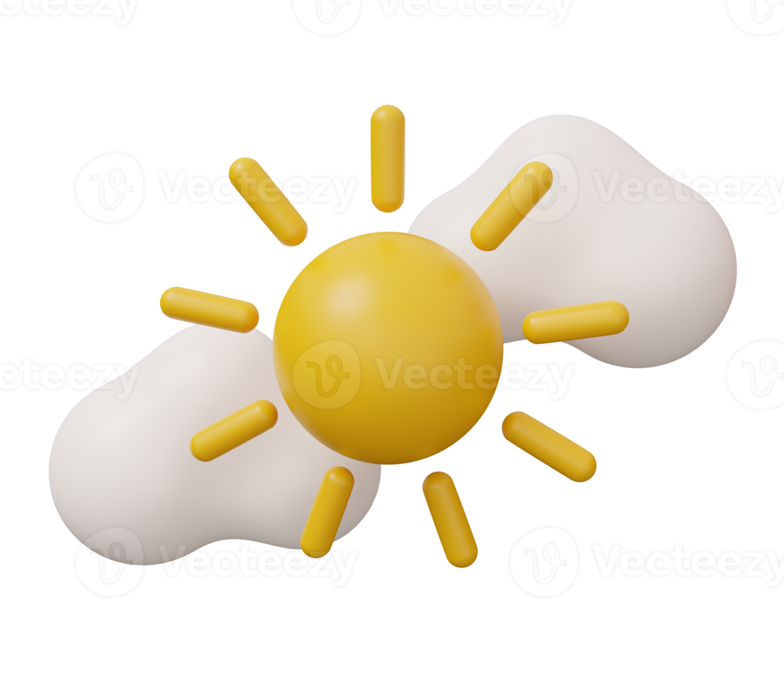 sun cloud 3d weather png