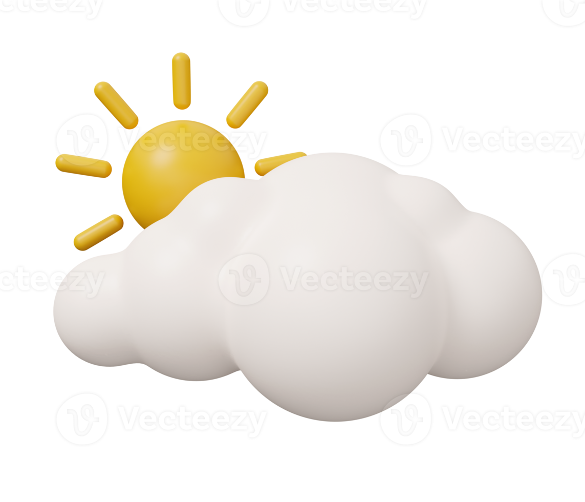 sun cloud 3d weather png