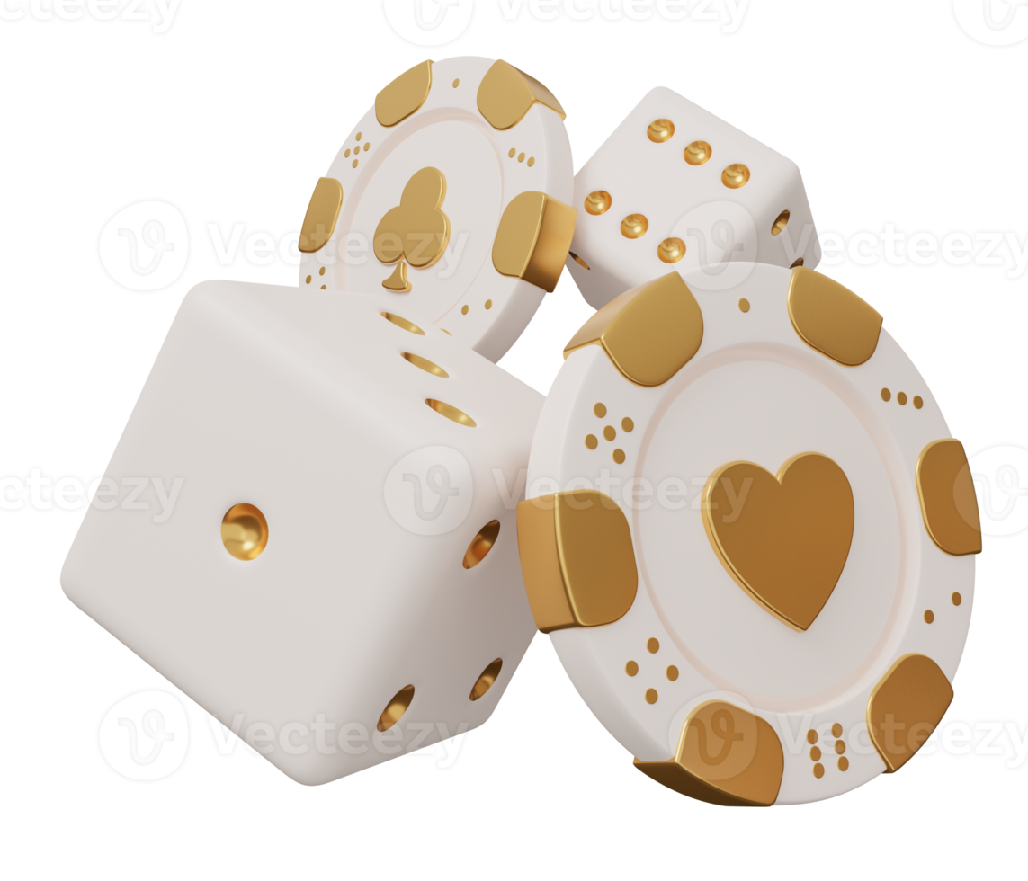 casino chip dice gold 3d png