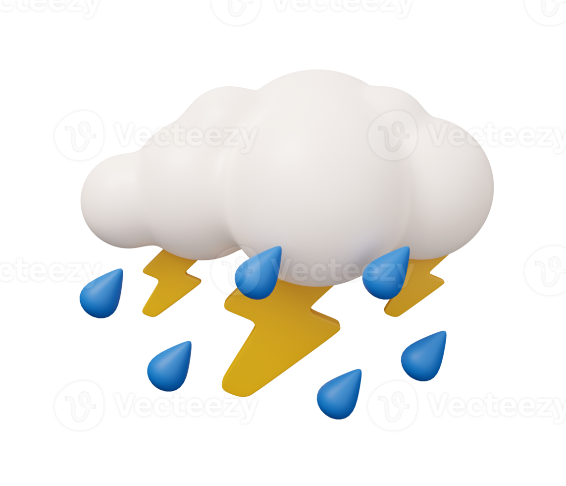 lluvia trueno nube 3d clima png