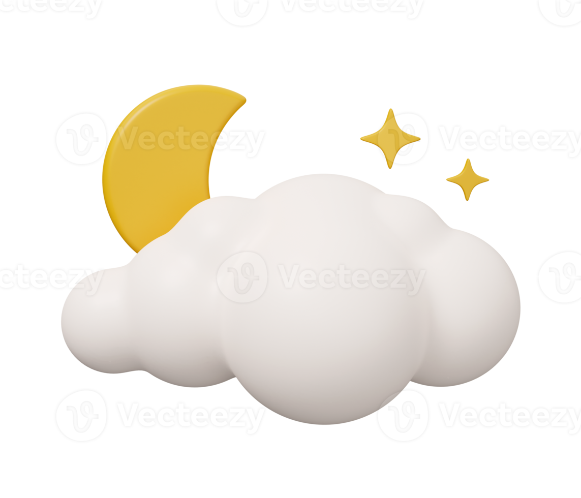 moon cloud 3d weather png