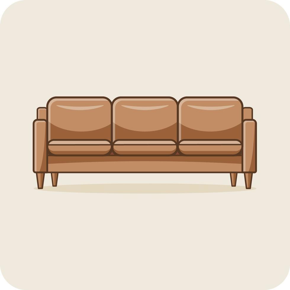 Leather sofa interior design, vector and illustration.