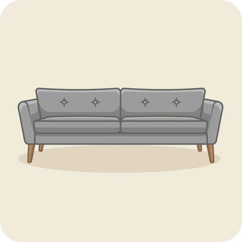 Modern Sofa Gray color interior design, vector and illustration.